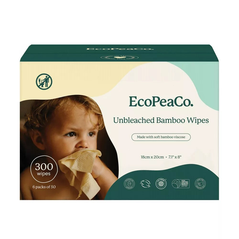 Unbleached Bamboo Baby Wipes (6 Packs)