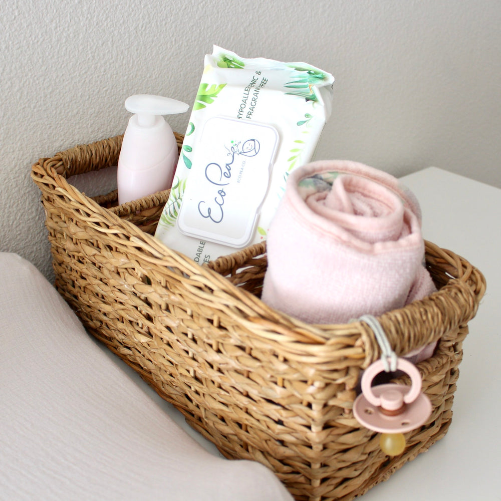 bamboo wipes in diaper basket